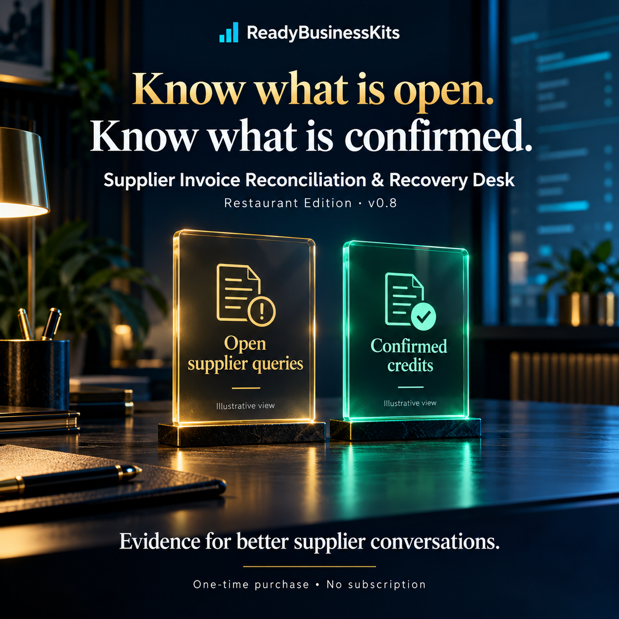 Open supplier queries and confirmed credits shown separately